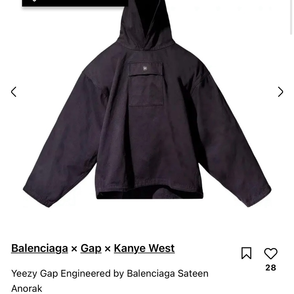 Balenciaga Mens Black Anorak Jacket